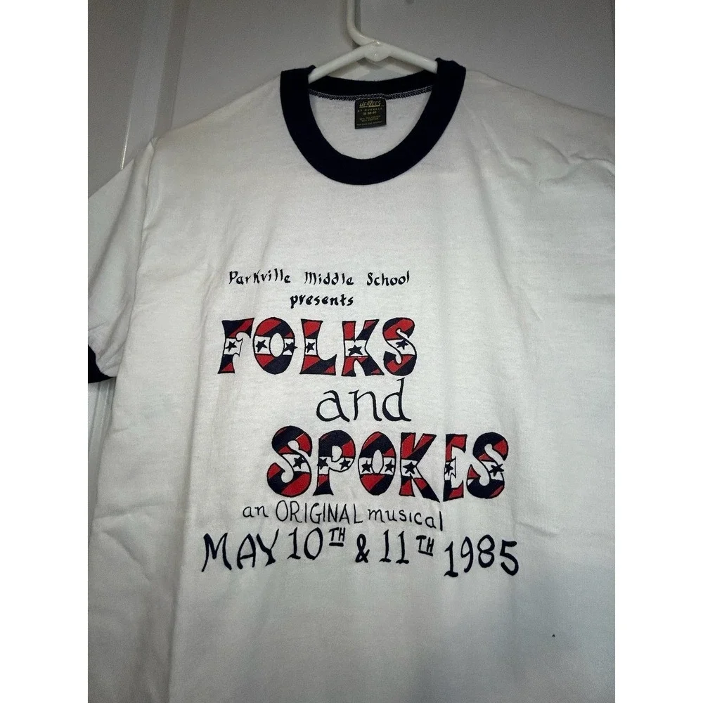 Vintage 1985 Single Stitch Middle School Musical Ringer T-Shirt Mens‎ Medium